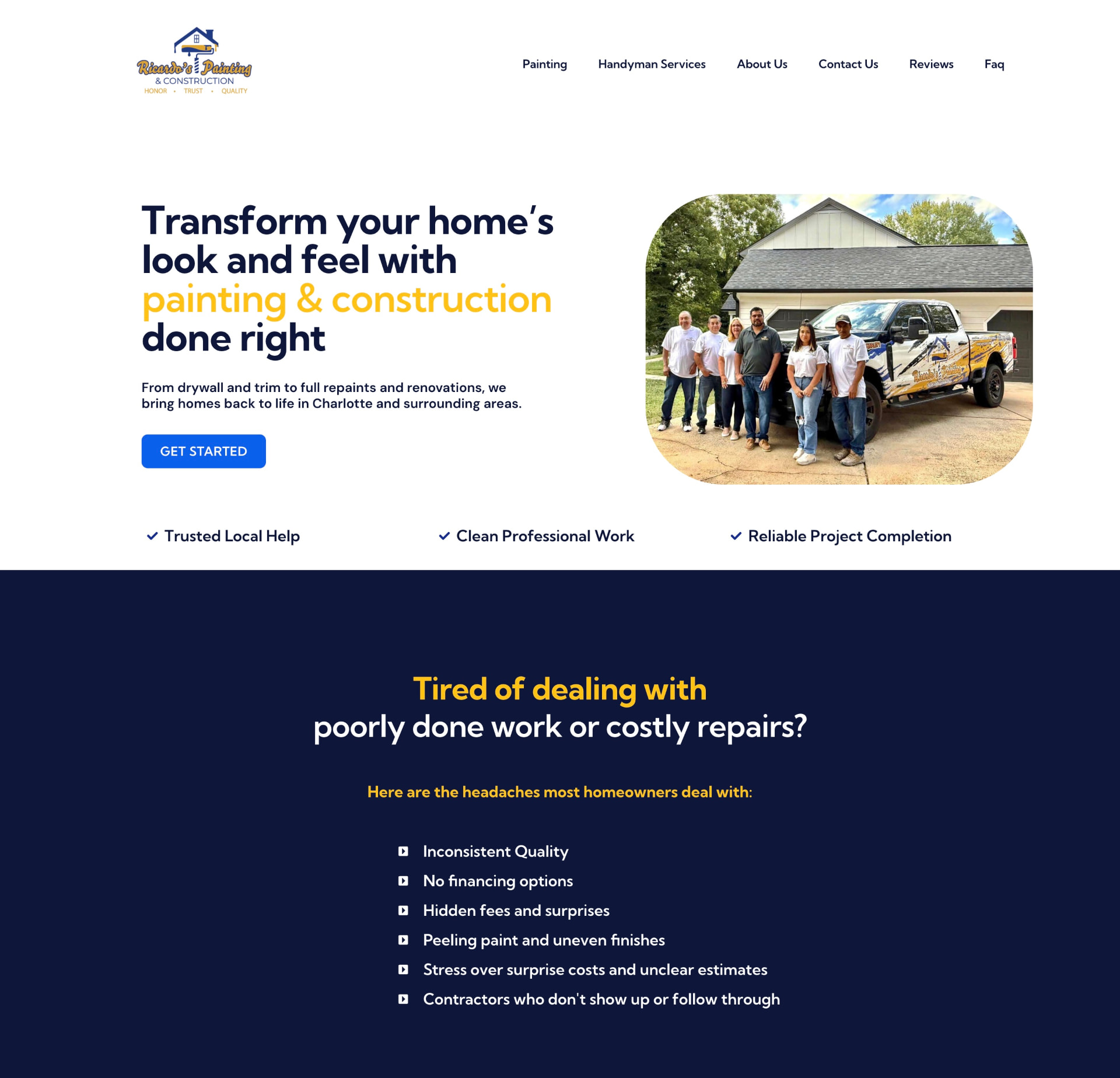 Custom website designed by HausPro Digital for a home service business, shown on desktop